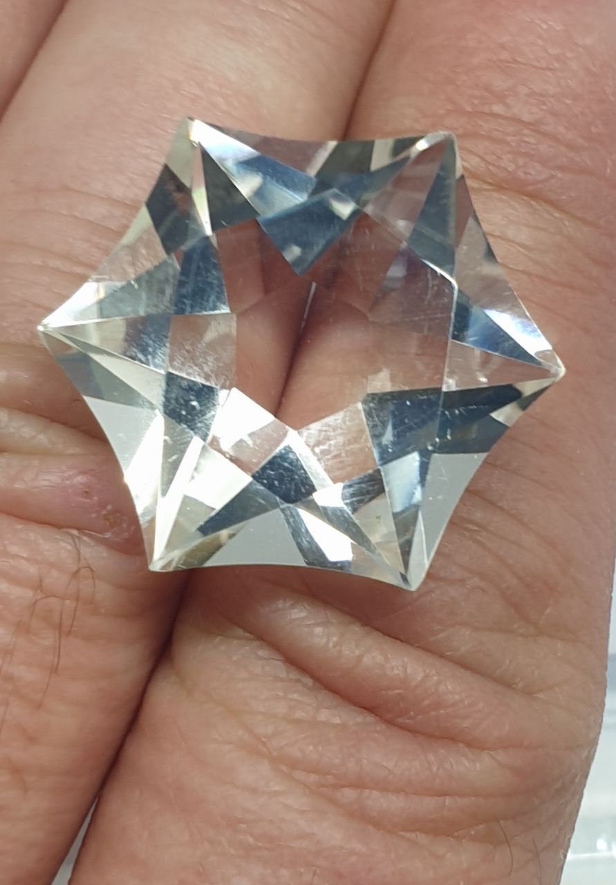 AAA Rock Crystal Quartz  Star  Unique Cutting  24mm. 28.67 ct, Jewellery Supplier , DIY Components, Natural Gemstones- One Of A Kind