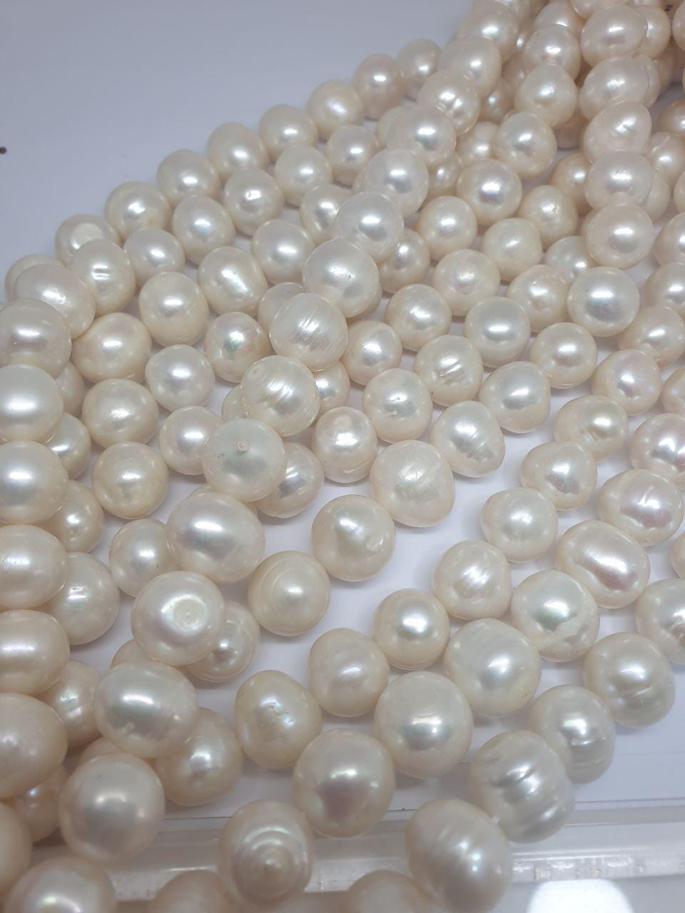 Perles rondes d'eau douce de 15 pouces (12-13 mm) - Collier de 39 cm - Perles naturelles - Prix de gros