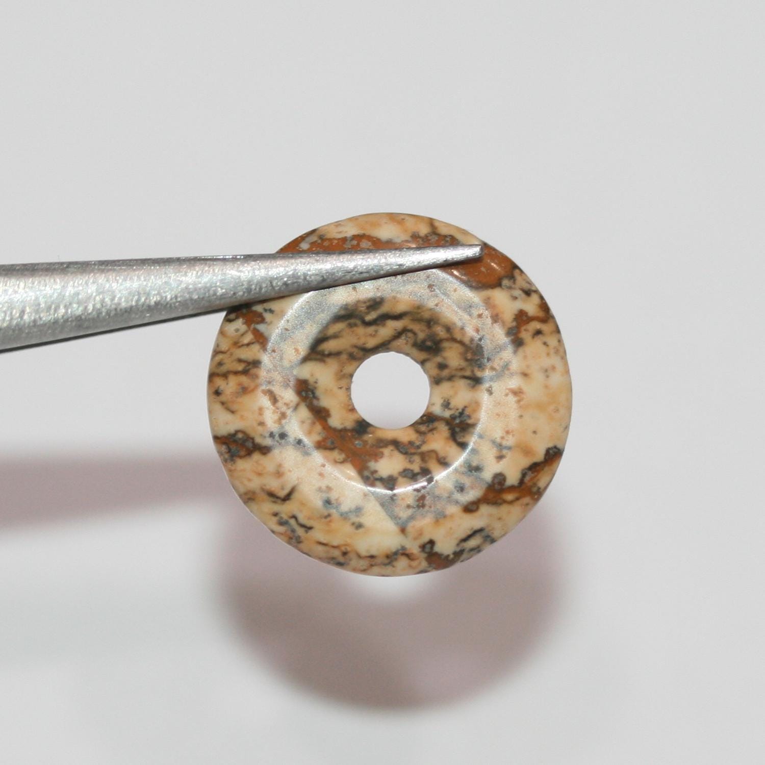 Pendentif en jaspe de bois en forme de donut, lisse, 15 mm (10 pièces).