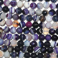 16 cuentas redondas facetadas de ágata con rayas moradas de 12 mm (hilo de 40 cm)