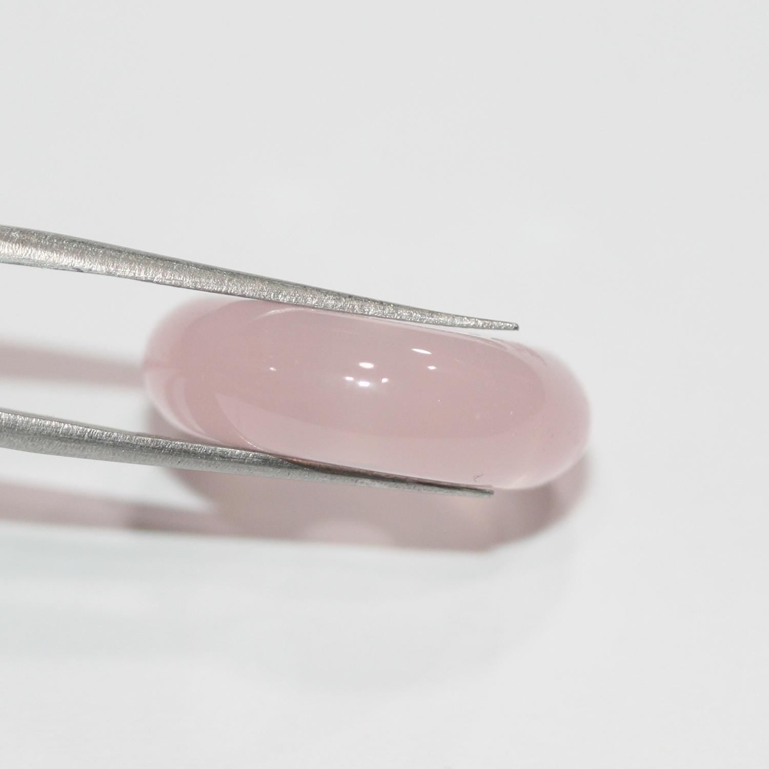 Pendentif disque en quartz rose lisse en forme de beignet 22-23 mm.