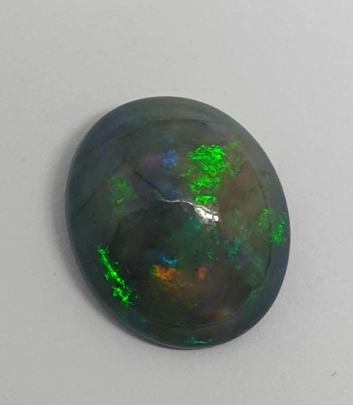 AAAS Black Oval  Opal Cabochon 13.4x11.3mm 3.57ct - Natural Untreated Gemstone - Opal Cabochon