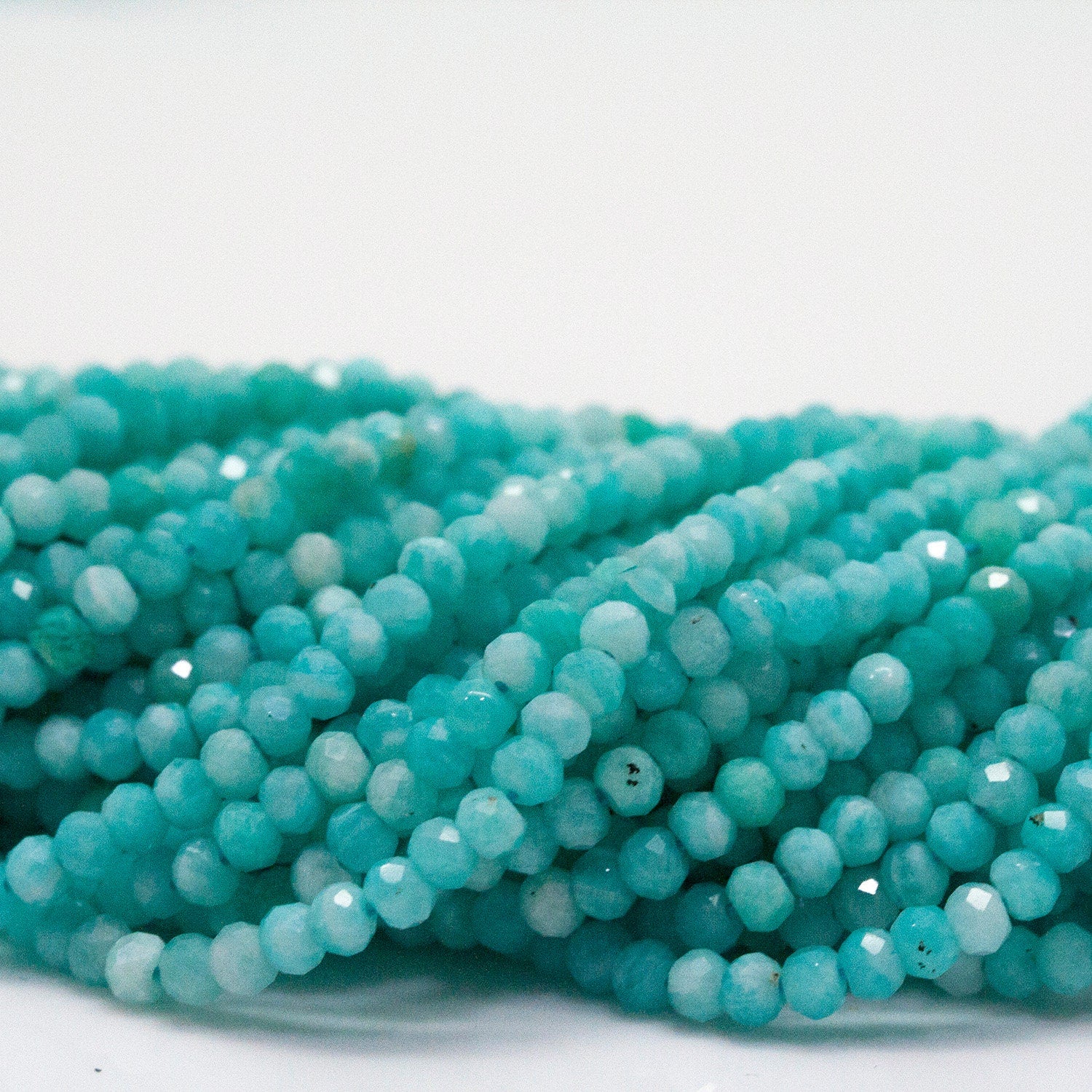 Perles rondelles à facettes en amazonite St, 39 cm (15 po), 3 x 2 mm - Fil de 39 cm
