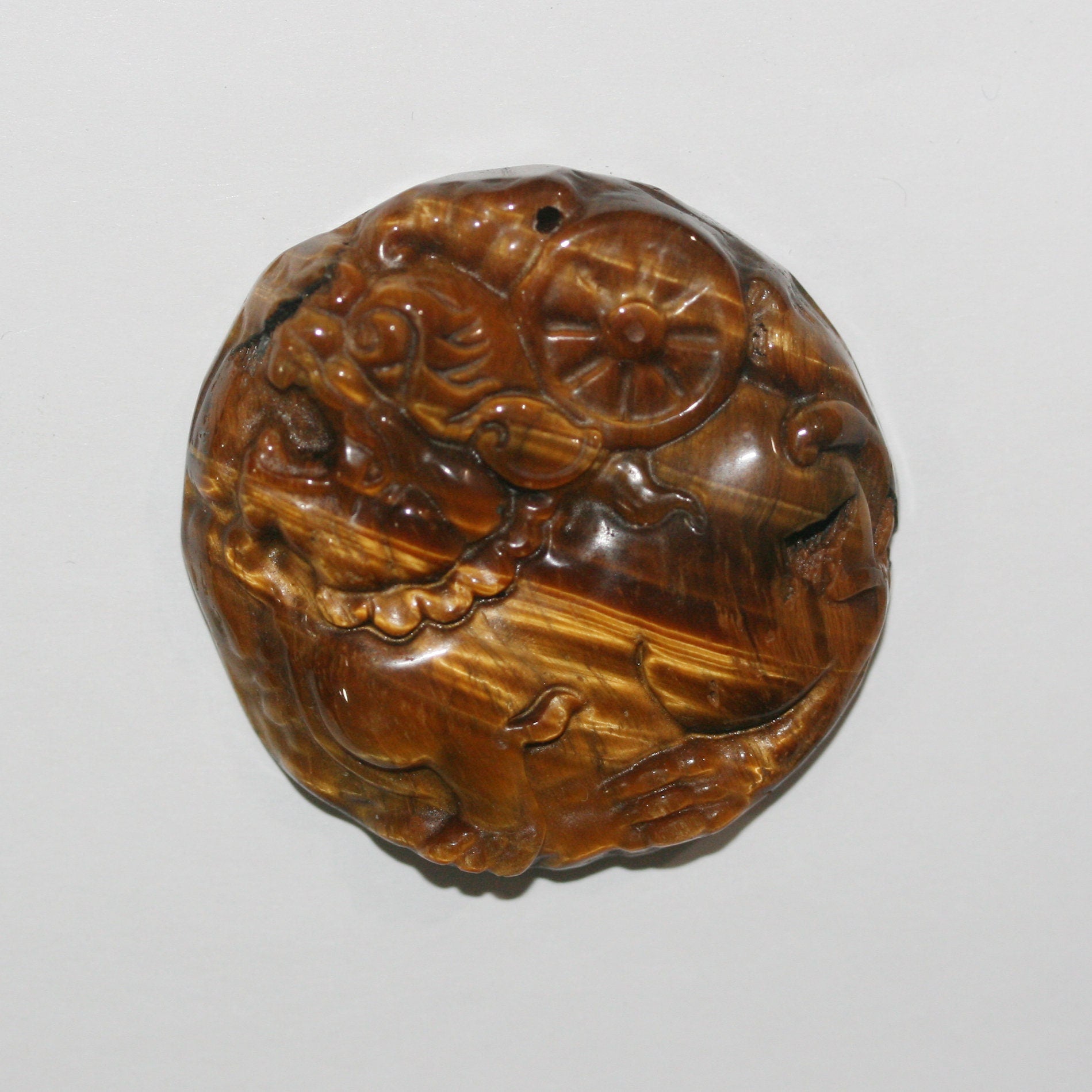 Pendentif œil de tigre 39 mm