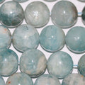 16" Cuentas Redondas de Aguamarina Santa 13mm.-Hilo 40cm.