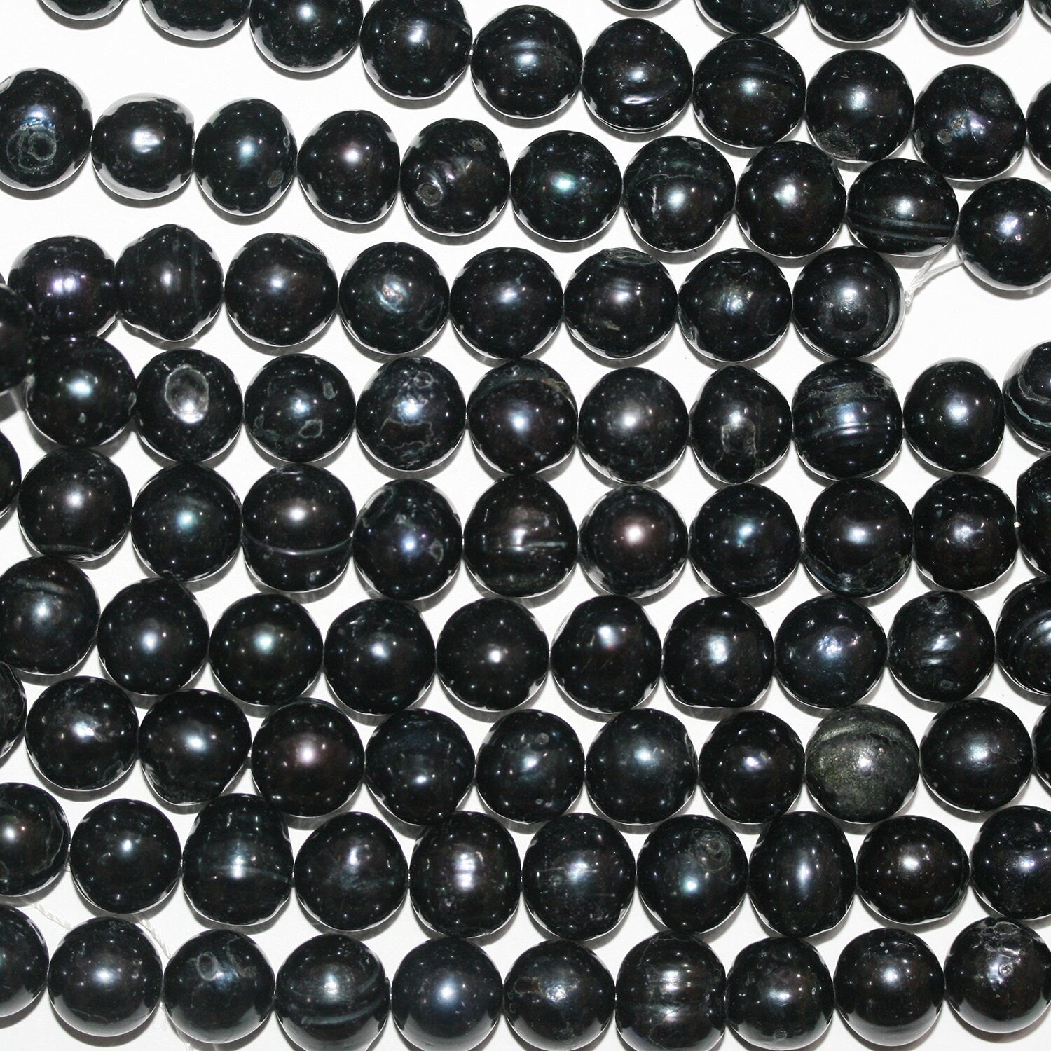 Perles rondes noires d'eau douce de 35,5 cm (14 pouces), diamètre 10-11 mm environ - Collier de 37 cm - Perles naturelles à prix de gros