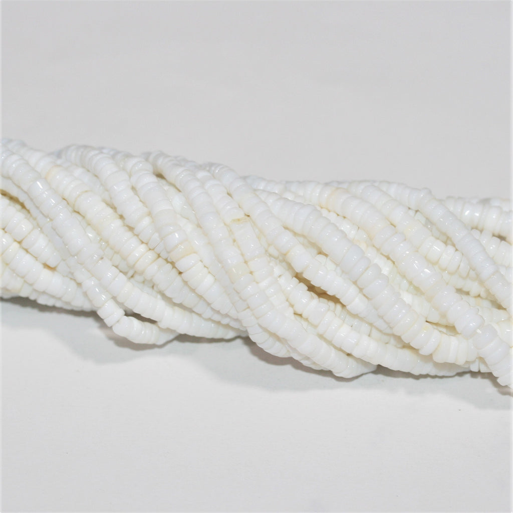 Cuentas de disco lisas de ópalo blanco de 16" de 5 x 1,5 mm - Hilo de 40 cm.