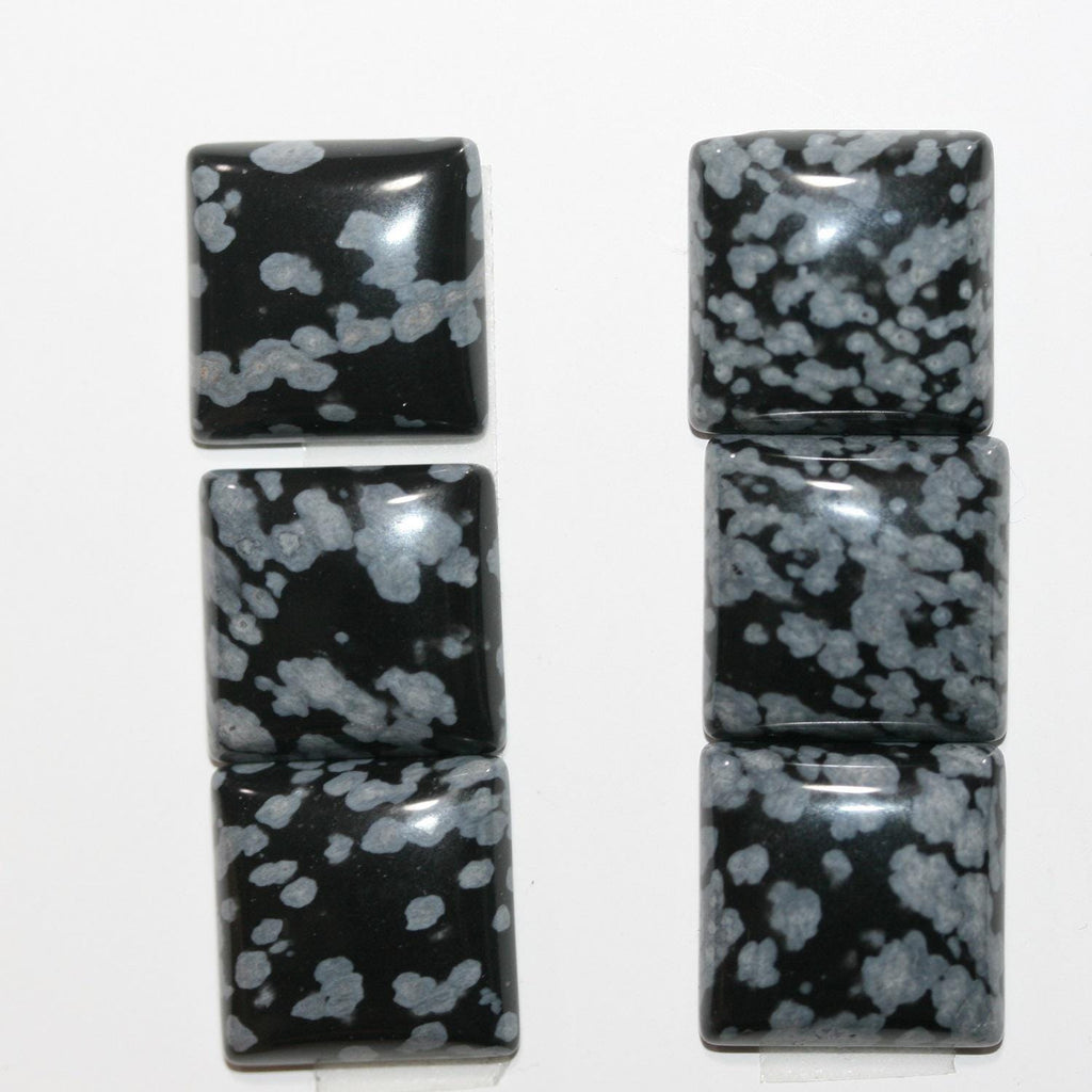 Lot de 6 cabochons carrés lisses en obsidienne Nevada (6 pièces) de 14 mm