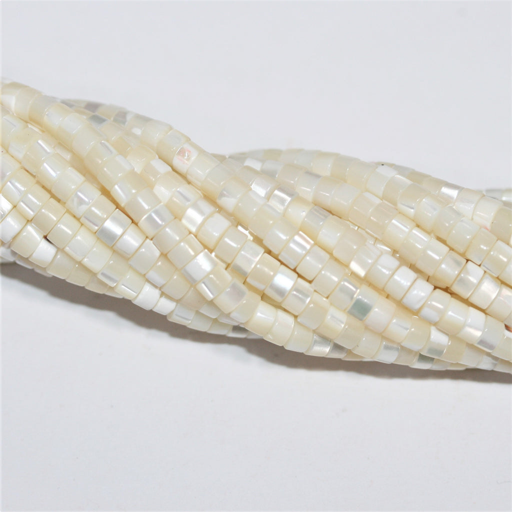 Cuentas de disco lisas St MOP de 16" de 4 x 2 mm - Hilo de 40 cm.