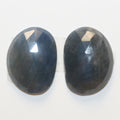 1 Pair Natural Blue Sapphire 17.5x13.2mm Cabochons Faceted Oval 22.9 ct- Natural Gemstones Jewelry Supplier