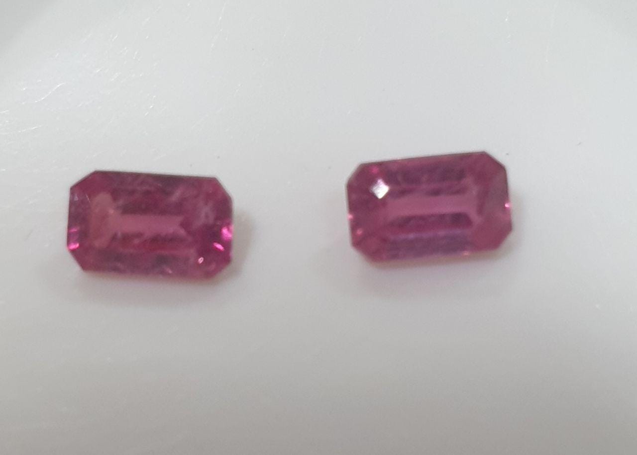 1 Pair 2 Pcs Ruby Faceted Octagon  Lot 5x3mm.(2 pcs) Natural Ruby