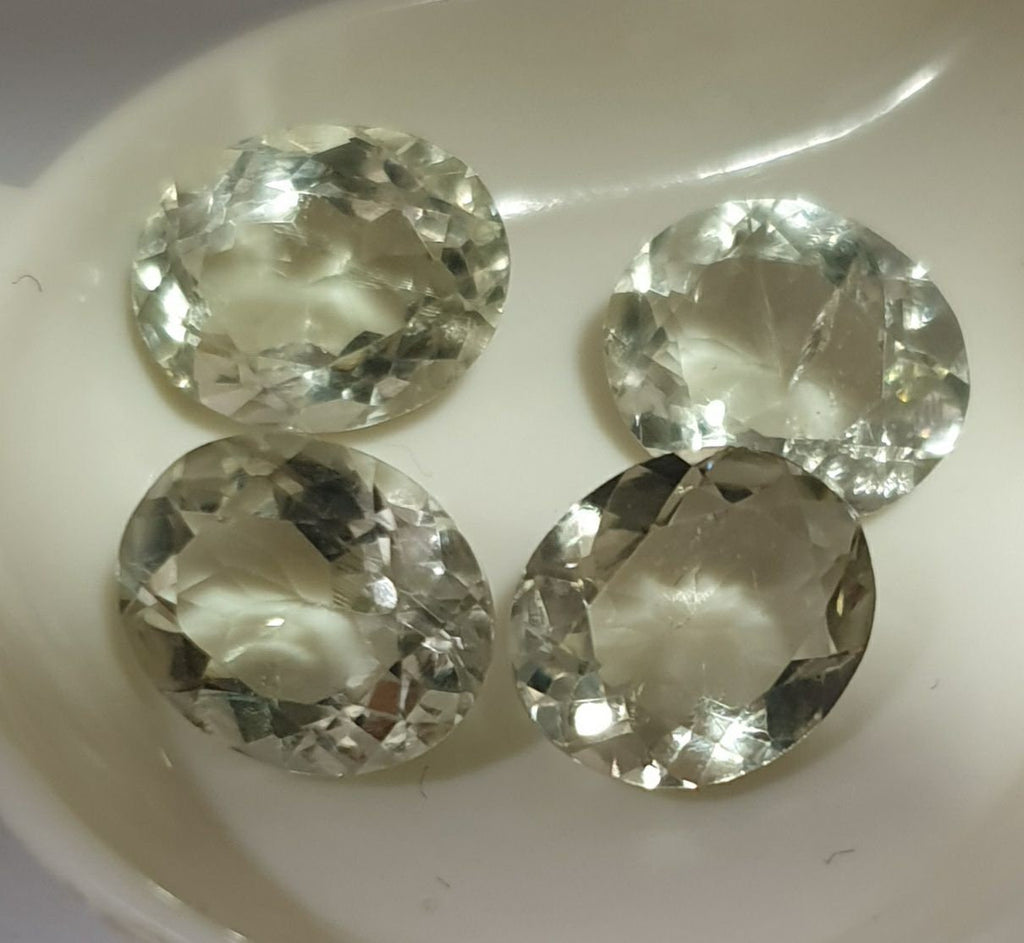 Lote de 4 piezas de amatista verde prasiolita facetada ovalada de 11 x 9 mm - Lote de piedras preciosas