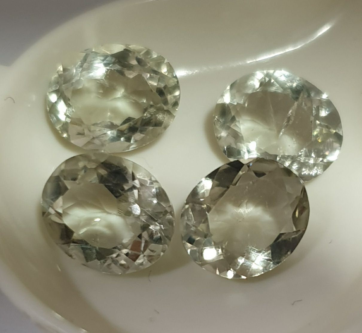 Lote de 4 piezas de amatista verde prasiolita facetada ovalada de 11 x 9 mm - Lote de piedras preciosas