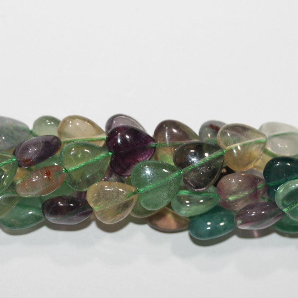 Perles de cœur lisses en fluorite St 15" 11-12 mm.-Environ-Rig 39 cm.