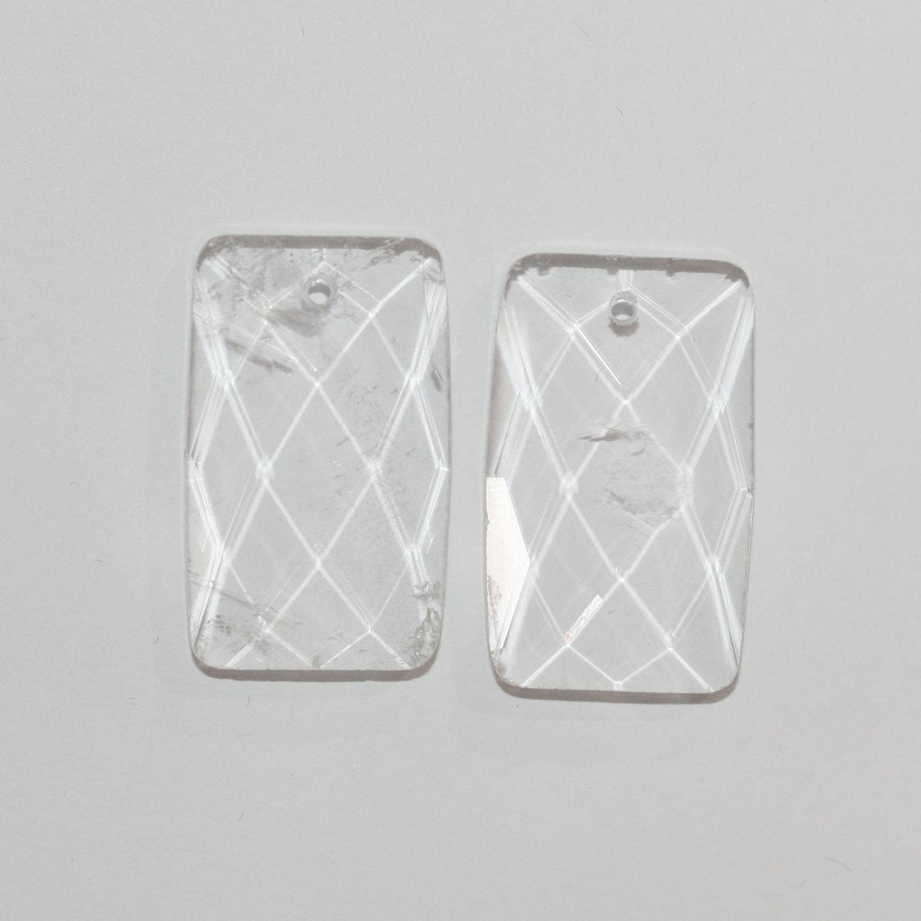 Colgante rectangular facetado de cuarzo cristal de roca de 30 x 18 mm (2 unidades)