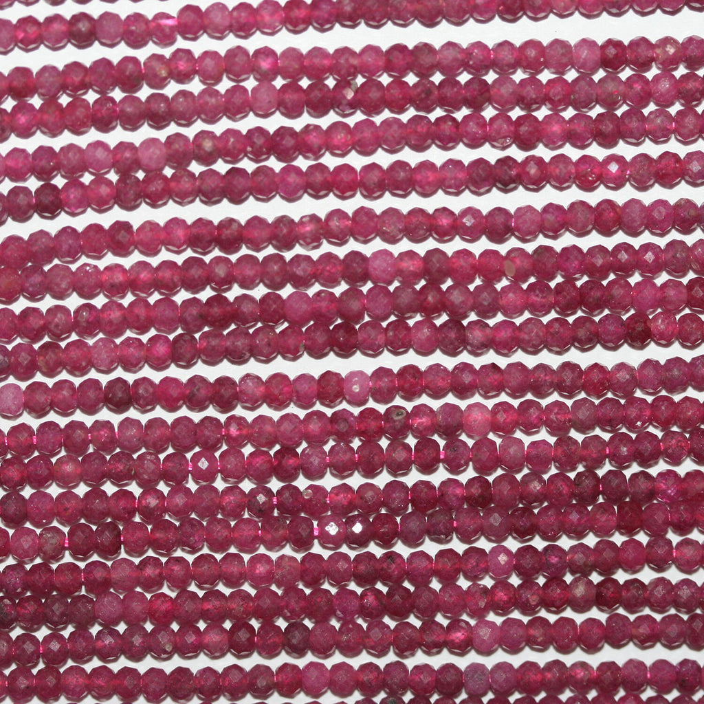 Perles rondelles à facettes St Ruby 15" 3x2,5mm.-Rig 39cm.