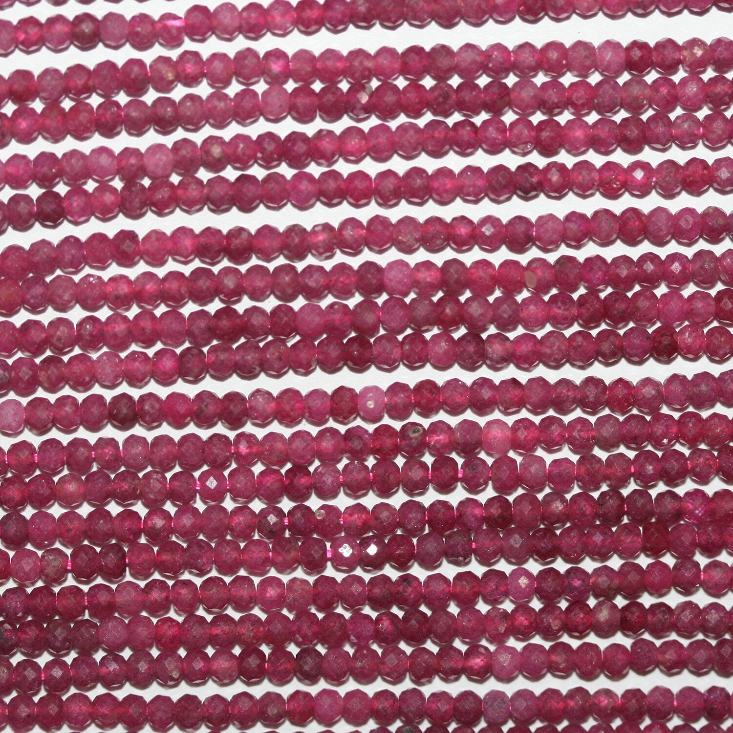 Perles rondelles à facettes St Ruby 15" 3x2,5mm.-Rig 39cm.