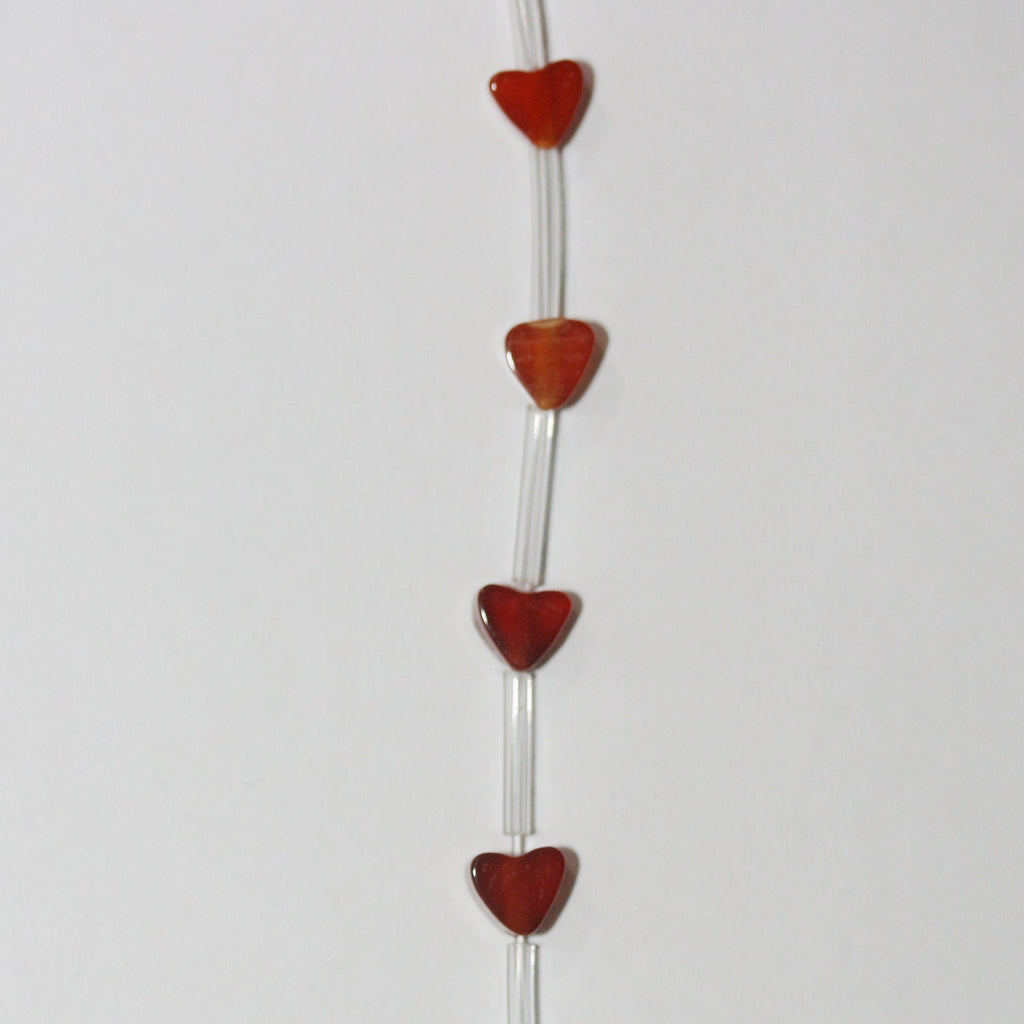 Perles plates lisses en cornaline de 15 pouces, en forme de cœur, de 4 à 5 mm. Fil de 39 cm.