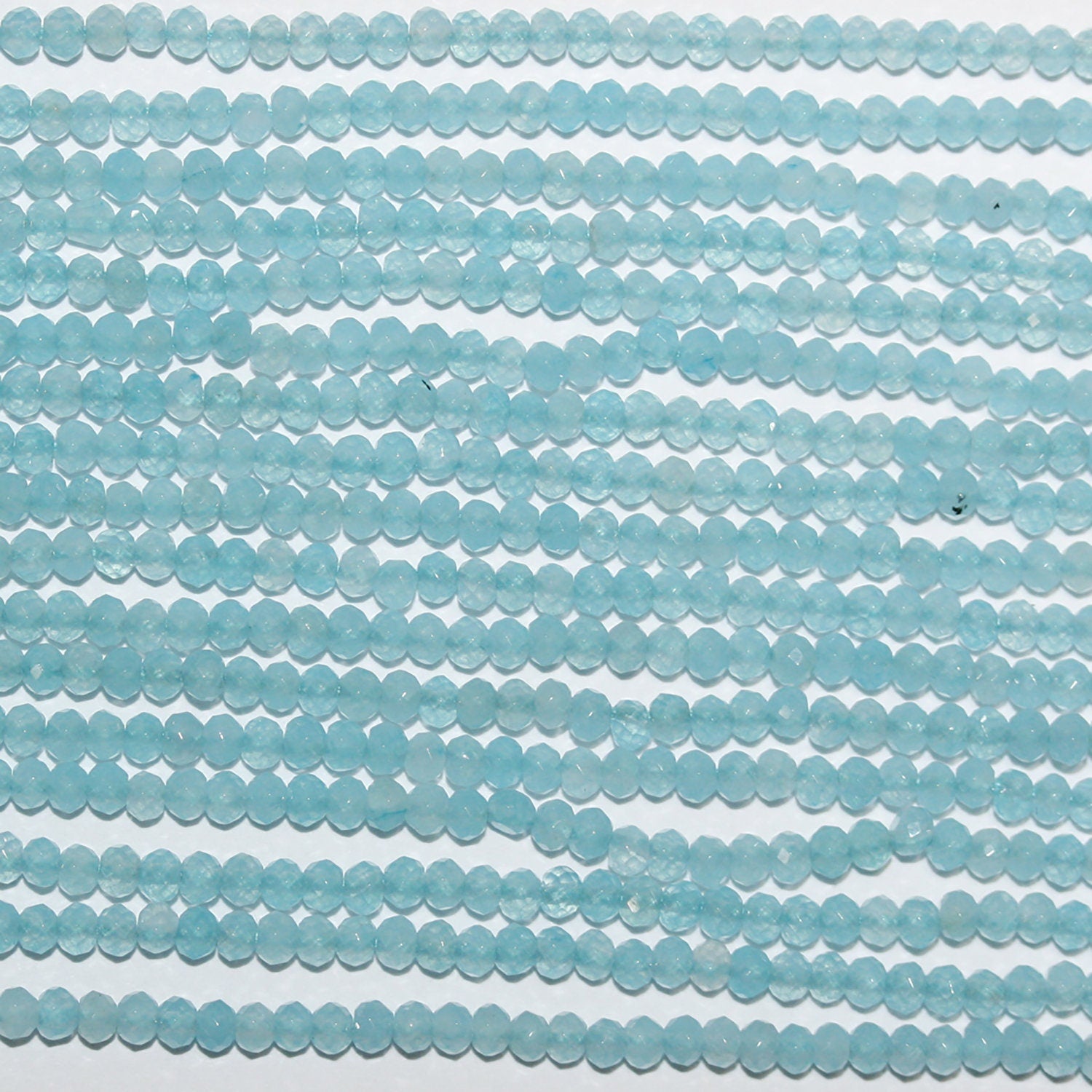 13" St Blue Calchedony Faceted Rondelle Beads 2.5x1.5mm.-Strand 33cm