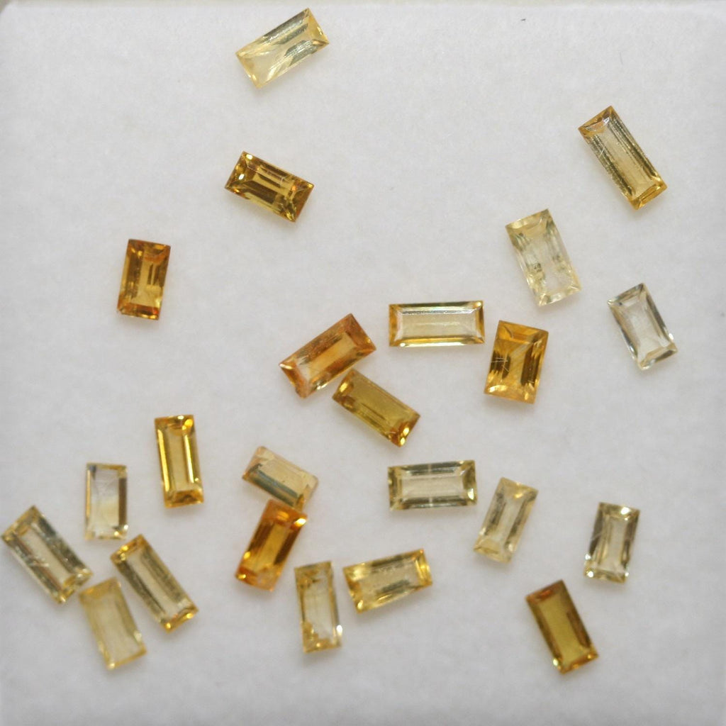 Lote de Zafiro Amarillo Baguette Facetado de 4x2mm - Lote de 3 Quilates -