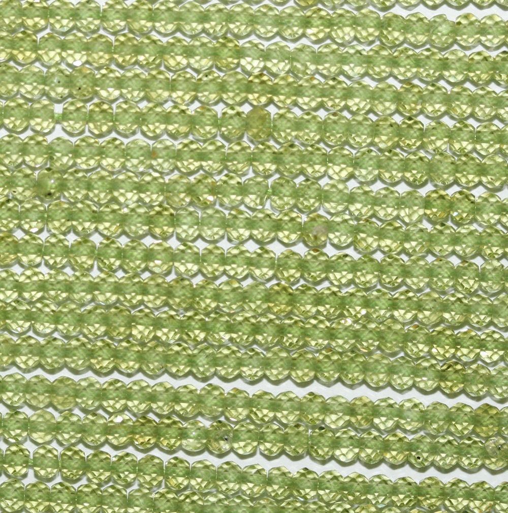 13" St Peridot Faceted Rondelle Beads   3x2mm.-Strand 33cm