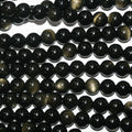 14" St  Gold Obsidian  Smooth Round Beads 6mm -Strand 38cm
