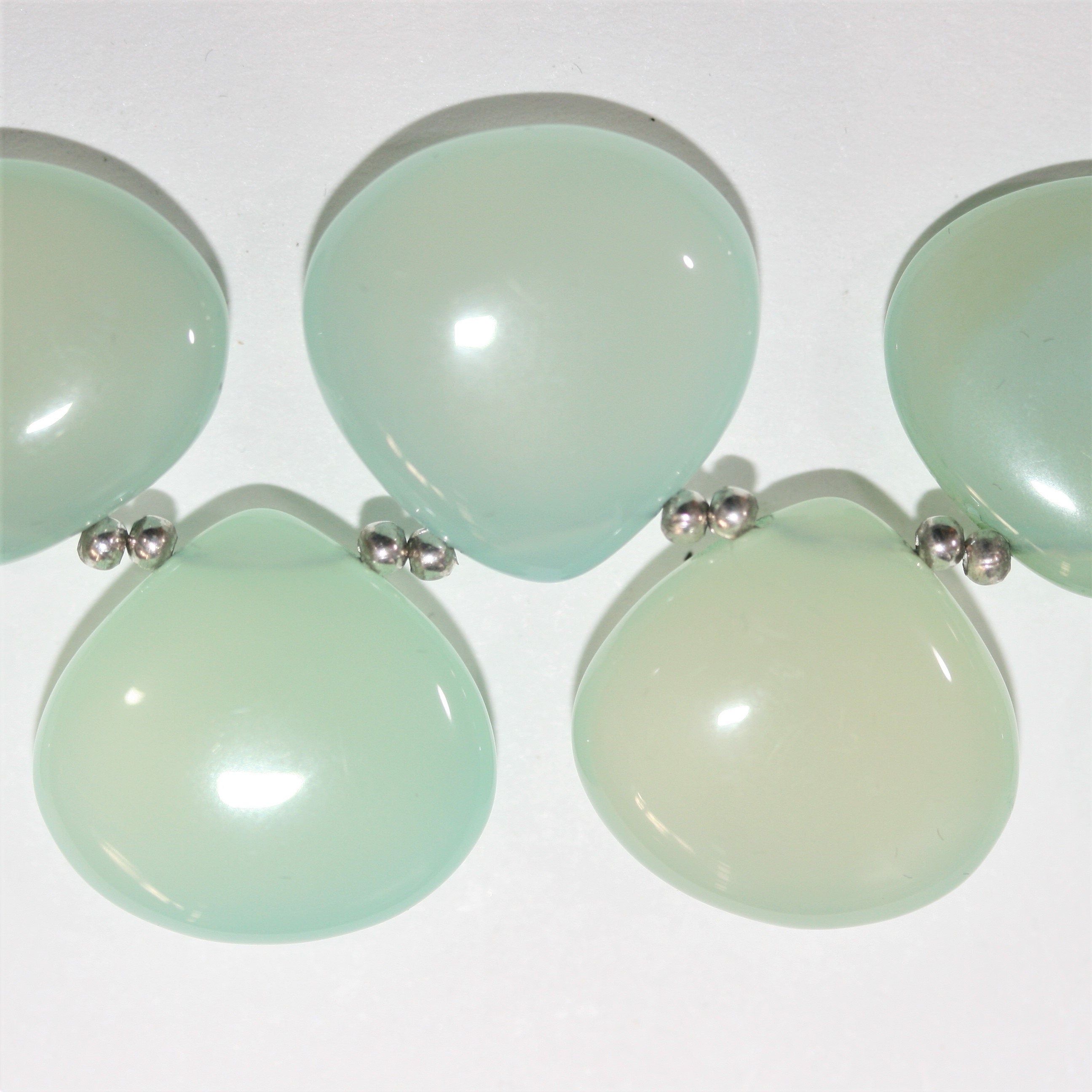 Cuentas lisas de calcedonia azul verdosa de 18 cm (7"), 15-20 mm (tira de 18 cm)