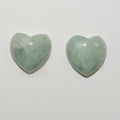 2Pcs Pair Burma Jade Heart Cabochon 15mm.( 2 Pcs )