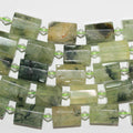 Cuentas de tubo facetadas de St Prehnite de 17", 18 x 13 mm, aprox. - Hilo de 39 cm.