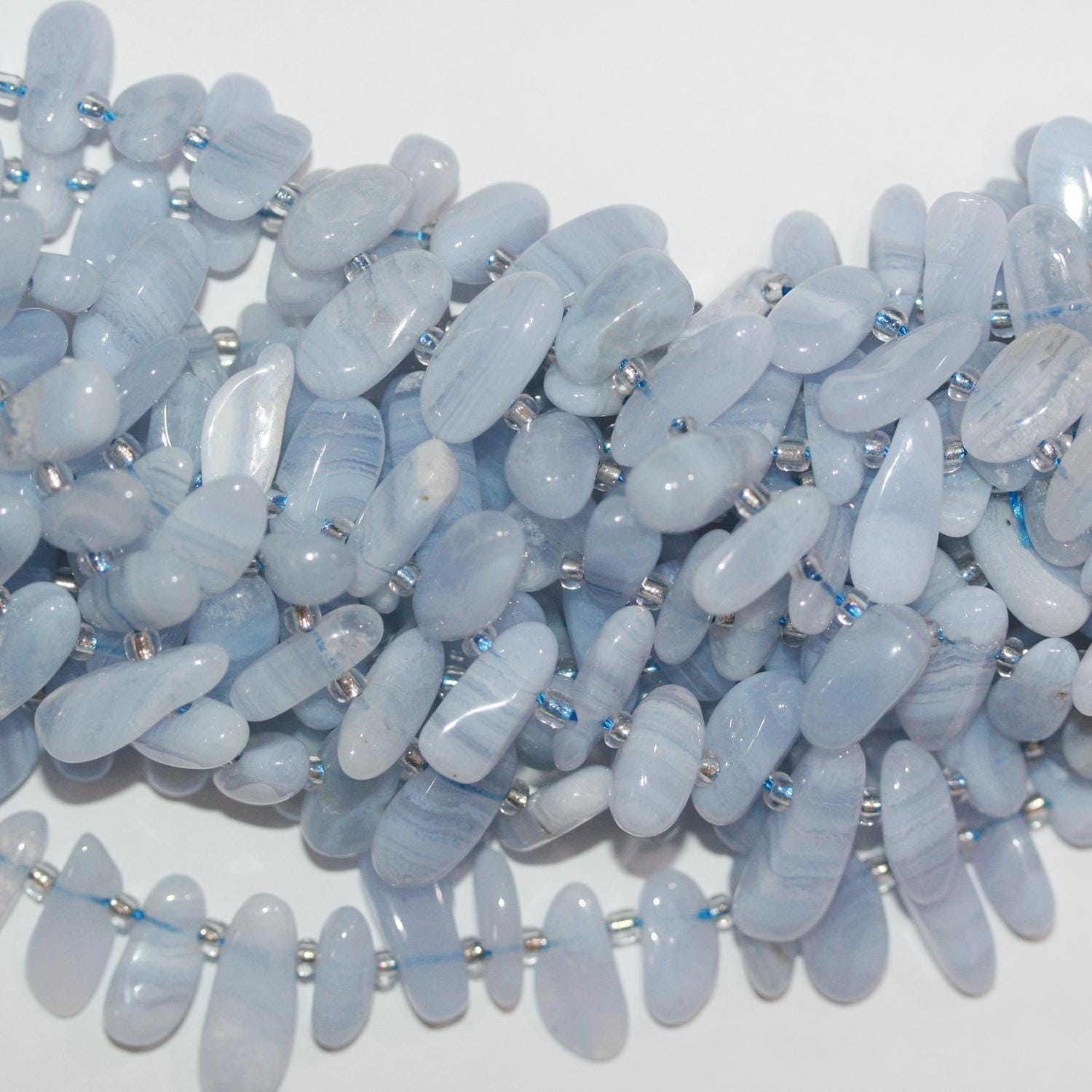 15" St Calchedony Bâtonnets Irréguliers Lisses Perles Ovales 10-18mm.-Environ-Bracelet 39cm.