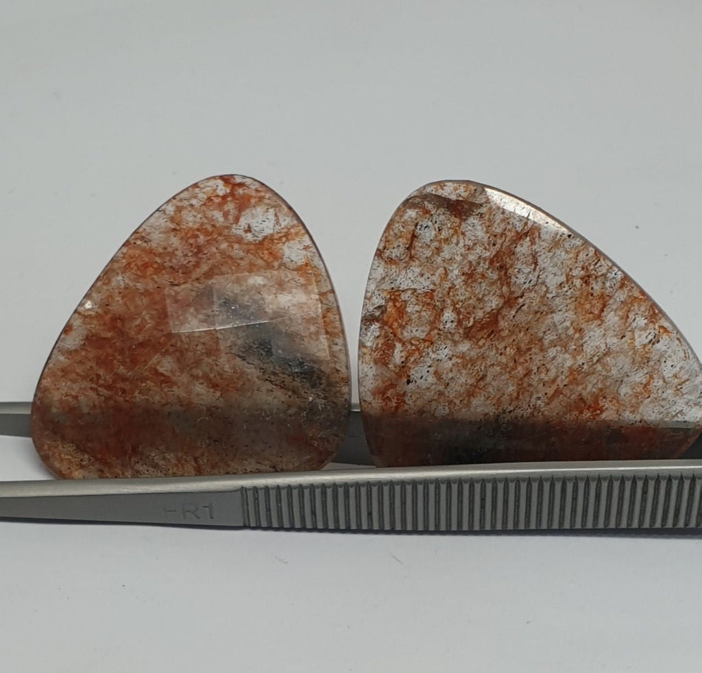 1 Matching Pair Hematite Inclusions Quartz  28x33mm (56.4ct.)- Healing Power Quartz