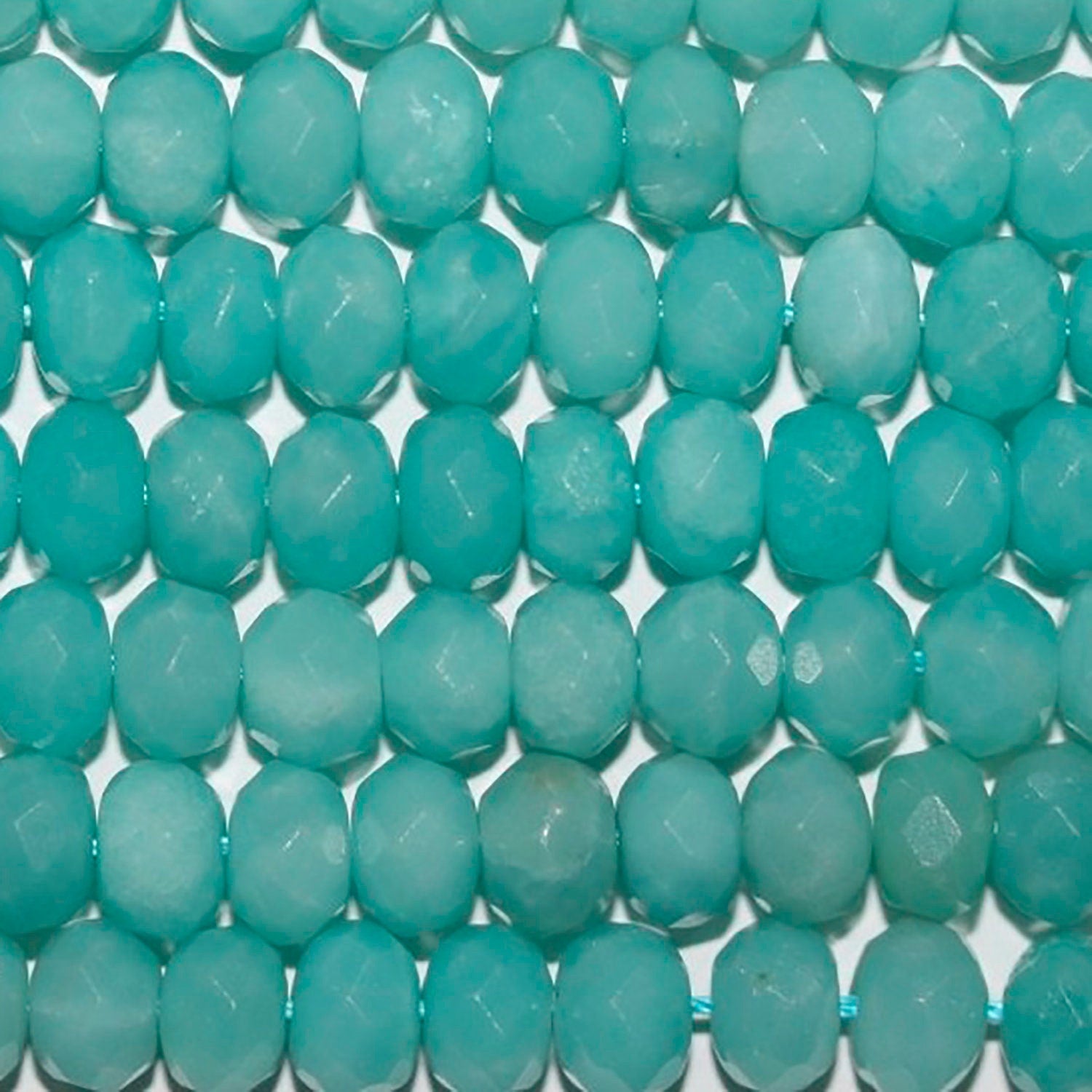 Cuentas redondas facetadas de amazonita de 40 cm (16"), 8 x 5 mm (tira de 40 cm)