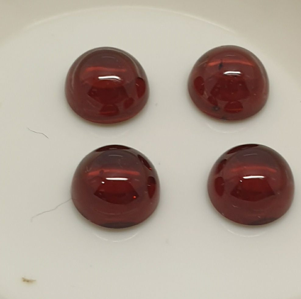 Lote de 4 cabujones redondos de granate rojo de 6 mm (4 unidades) - Paquetes de piedras preciosas - Piedras sueltas - Precio al por mayor