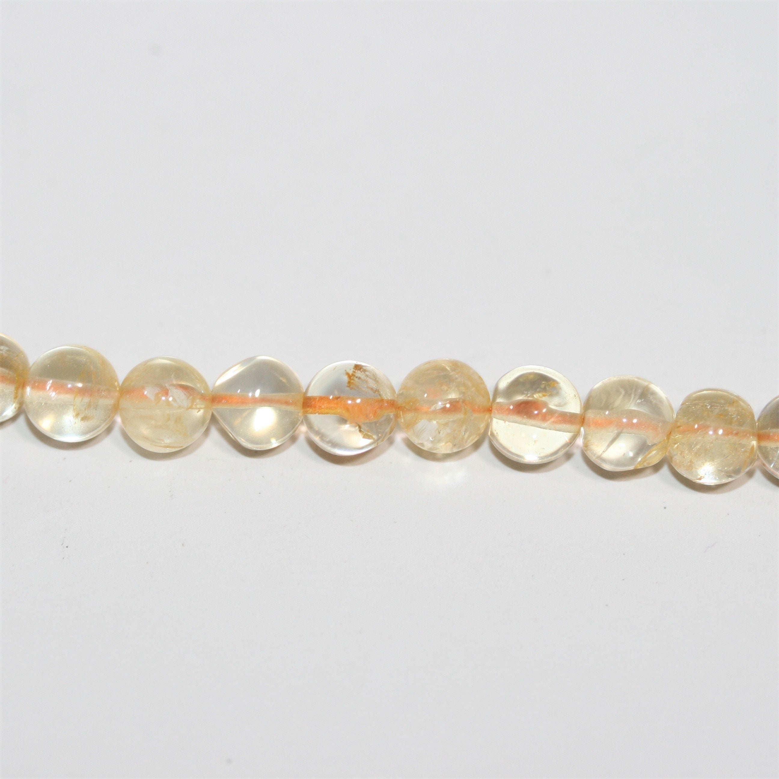 Perles rondes lisses de citrine 6-6,5 mm.-Rig 36 cm.
