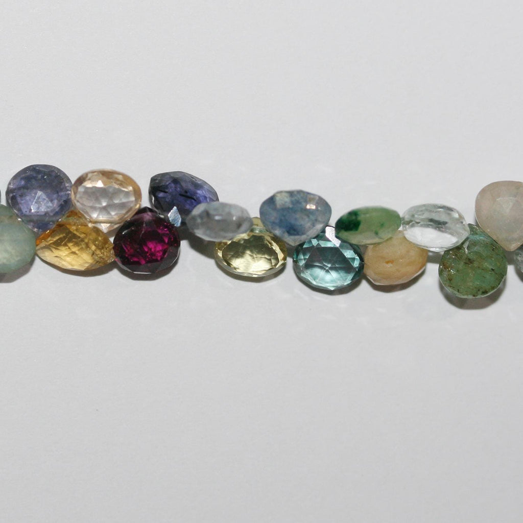 Perles en forme de goutte à facettes en pierre multiple de 8 pouces, 5-6 mm environ - Longueur du fil : 21 cm.