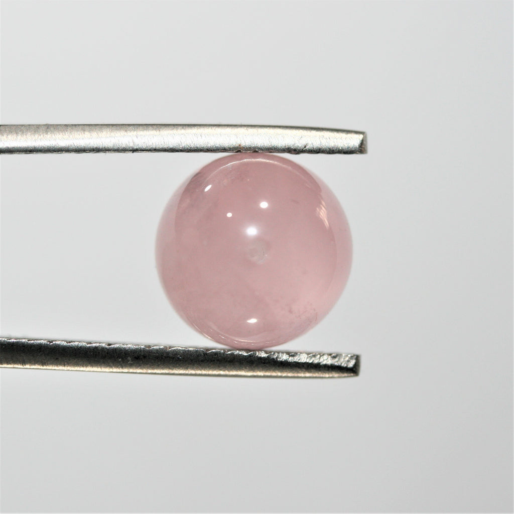 Perles rondes en quartz rose de 10 mm. Semi-percées. (4 paires)