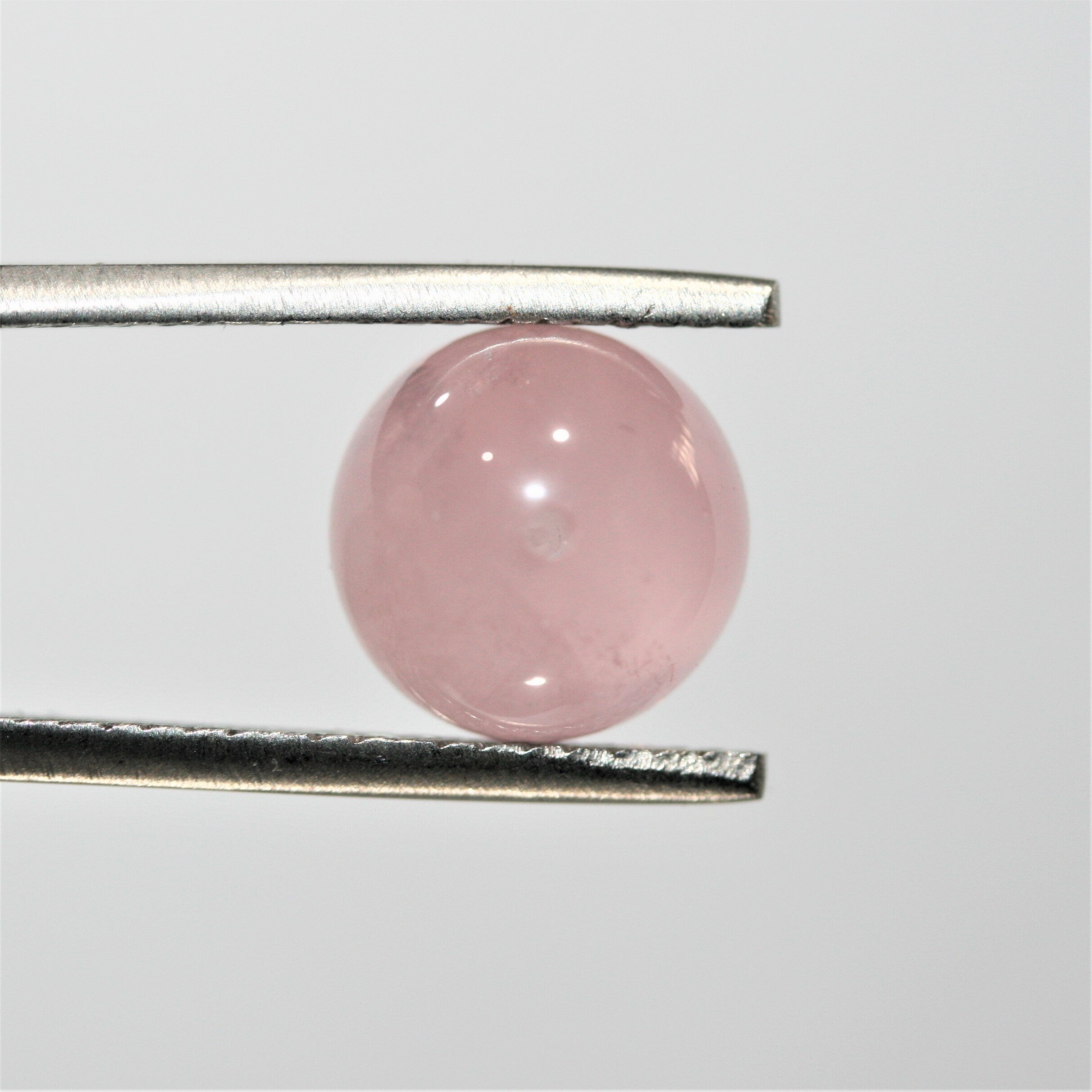 Perles rondes en quartz rose de 10 mm. Semi-percées. (4 paires)