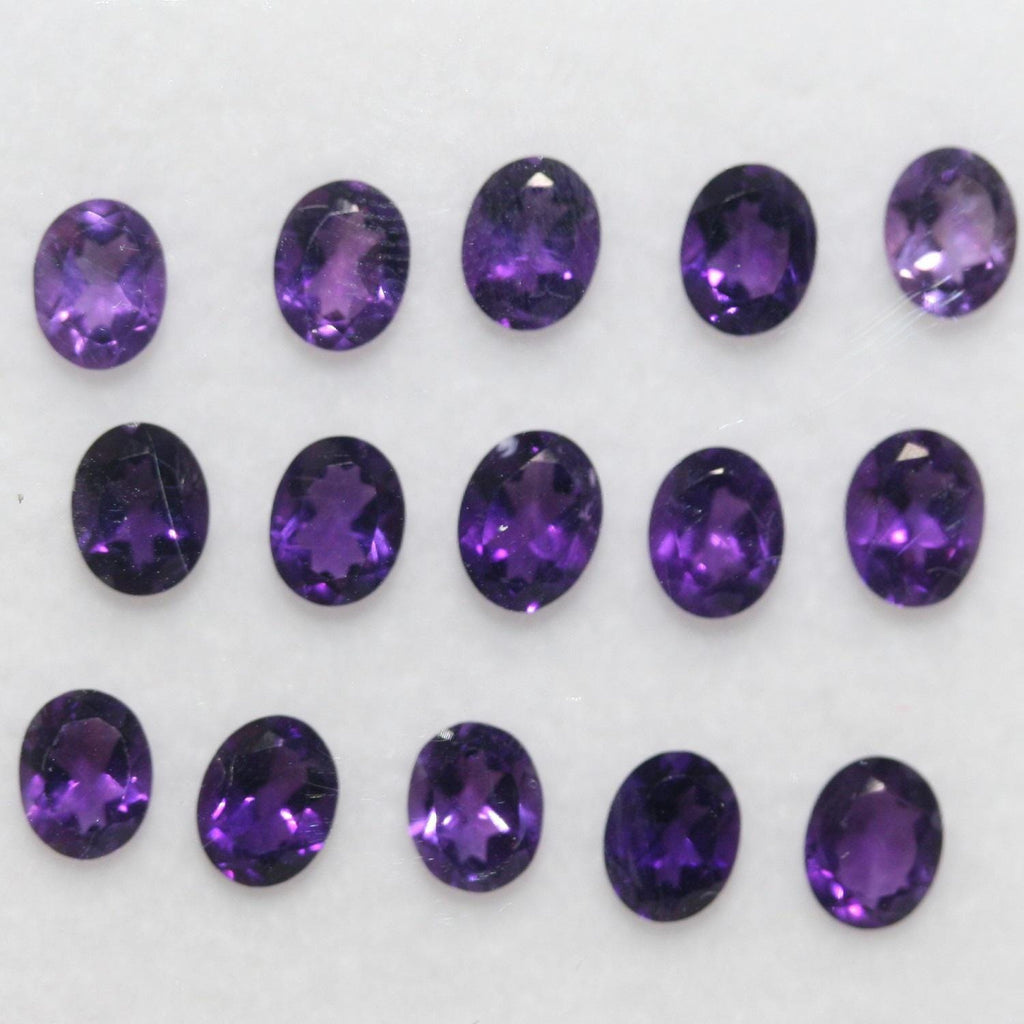 Lote de 15 amatistas facetadas ovaladas de 5 x 4 mm (15 unidades)