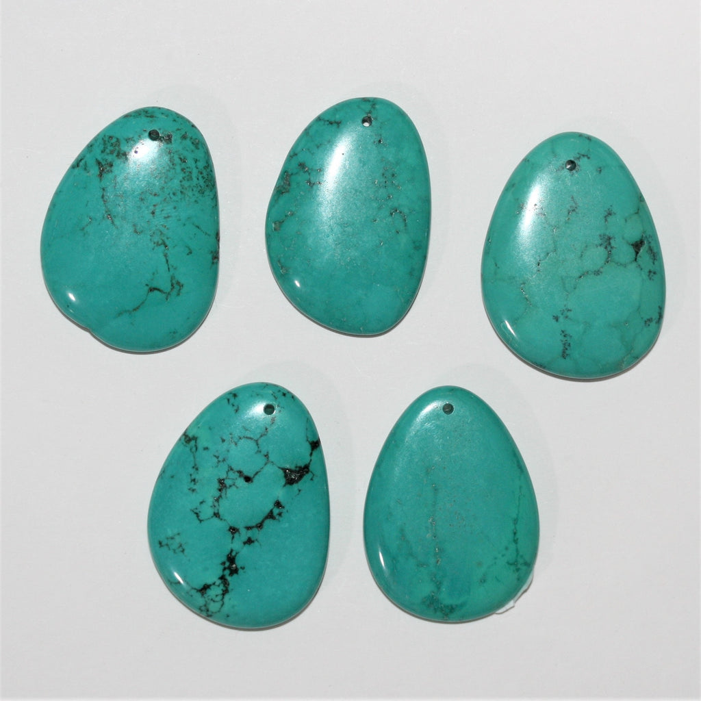 1 Pc Smooth Oval Turquoise Pendant 40x30mm. approx. - 1 Piece