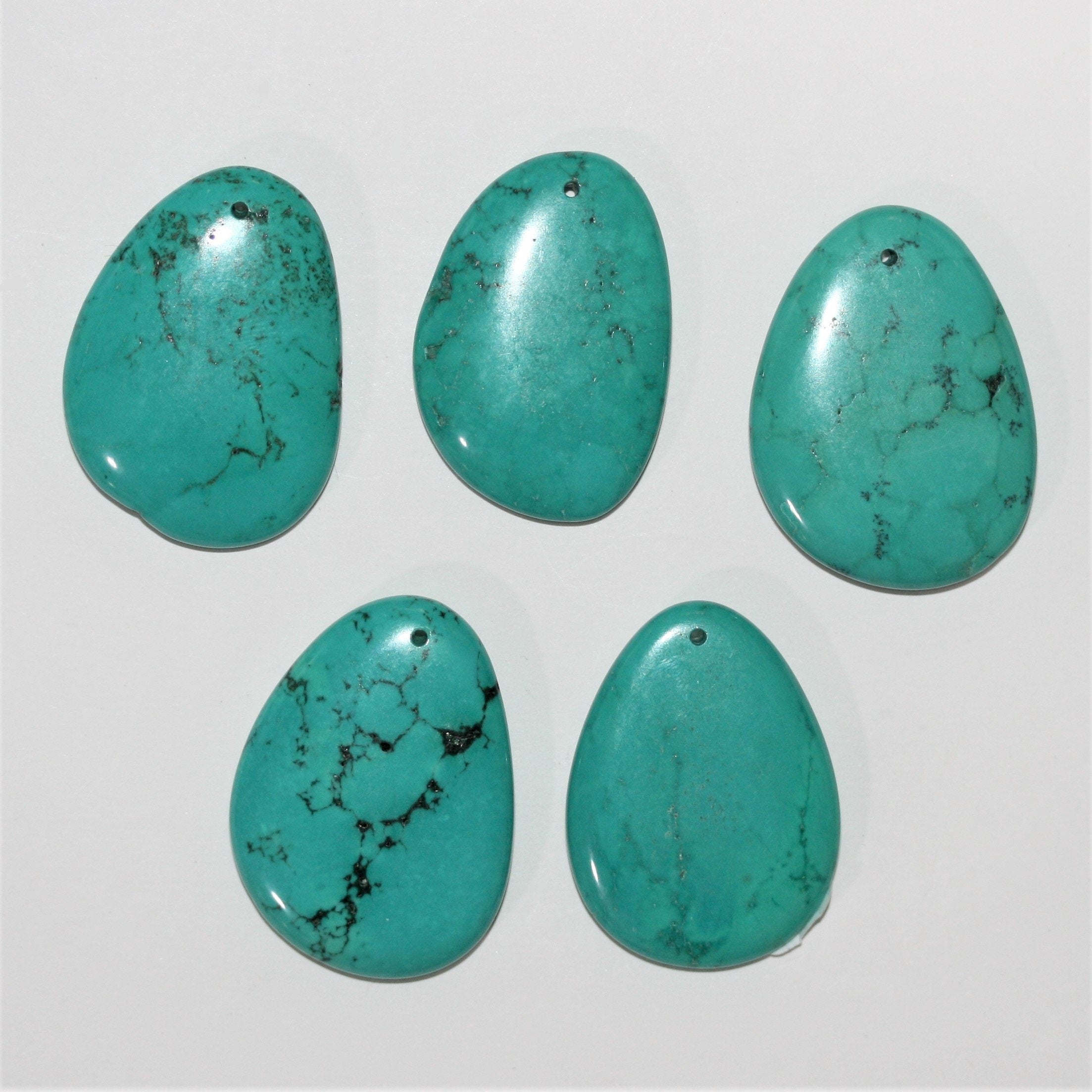 1 Pc Smooth Oval Turquoise Pendant 40x30mm. approx. - 1 Piece
