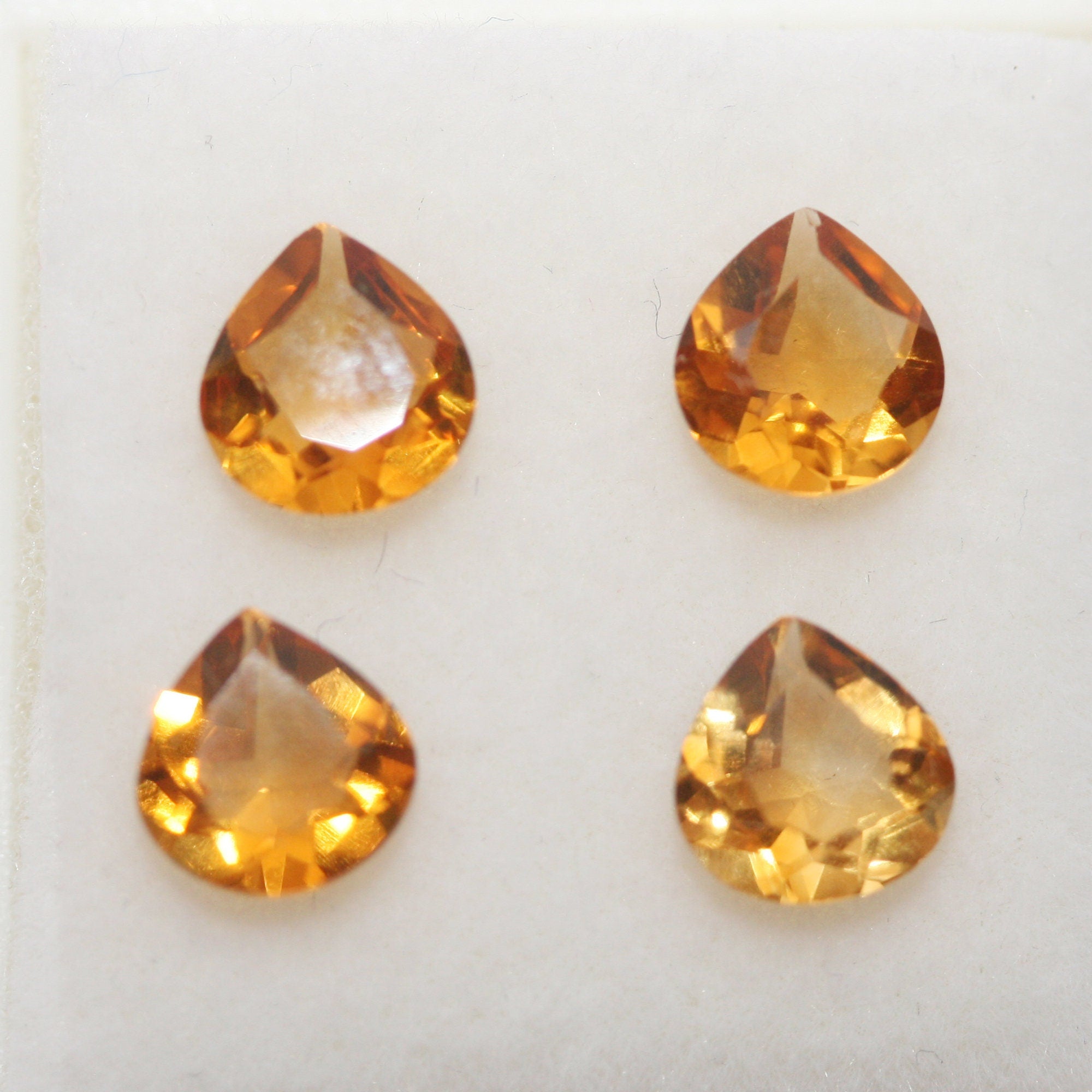 Lote de citrino facetado de 6 mm (4 piezas). Piedras preciosas sueltas, precio al por mayor.