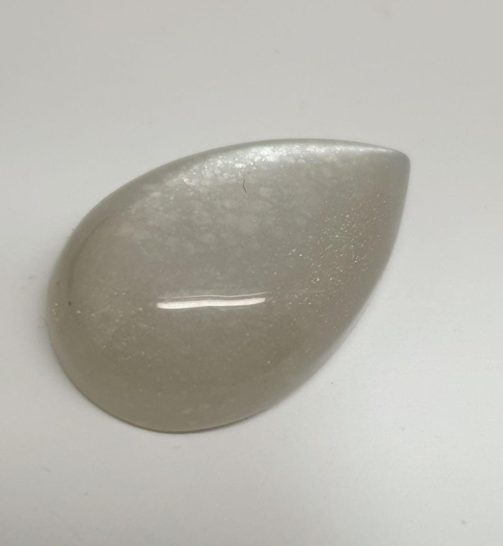 Big Grey Moonstone Drop Cabochon With adularescence or schiller Effect 31.5x20mm. (41.8ct.)