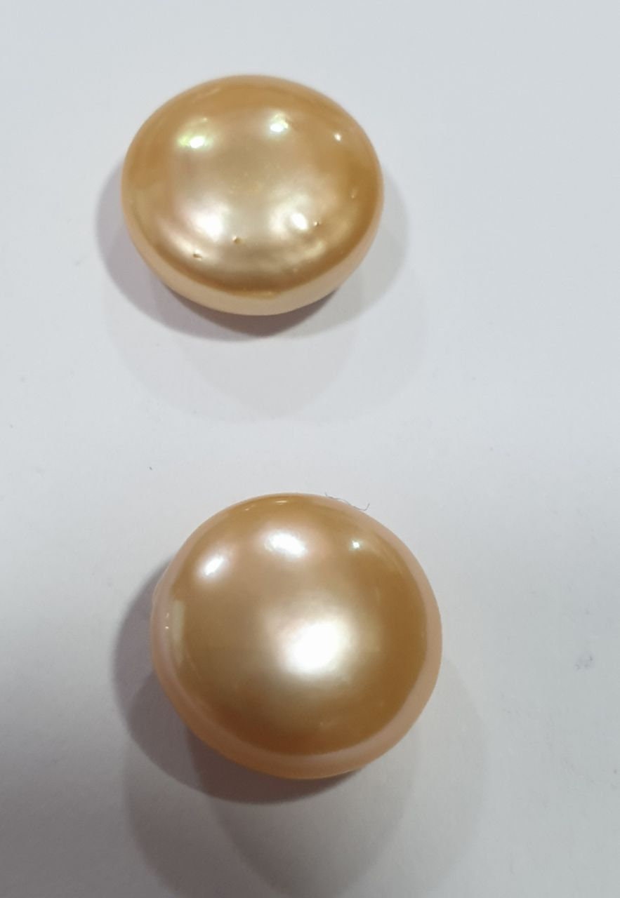 1 Pair Undrilled Golden Freshwater Pearl 10-11mm  Coin Shape  Top Luster Natural Pearl- Price is Per 1 Pair- Pearl Earring- Gold Yellow
