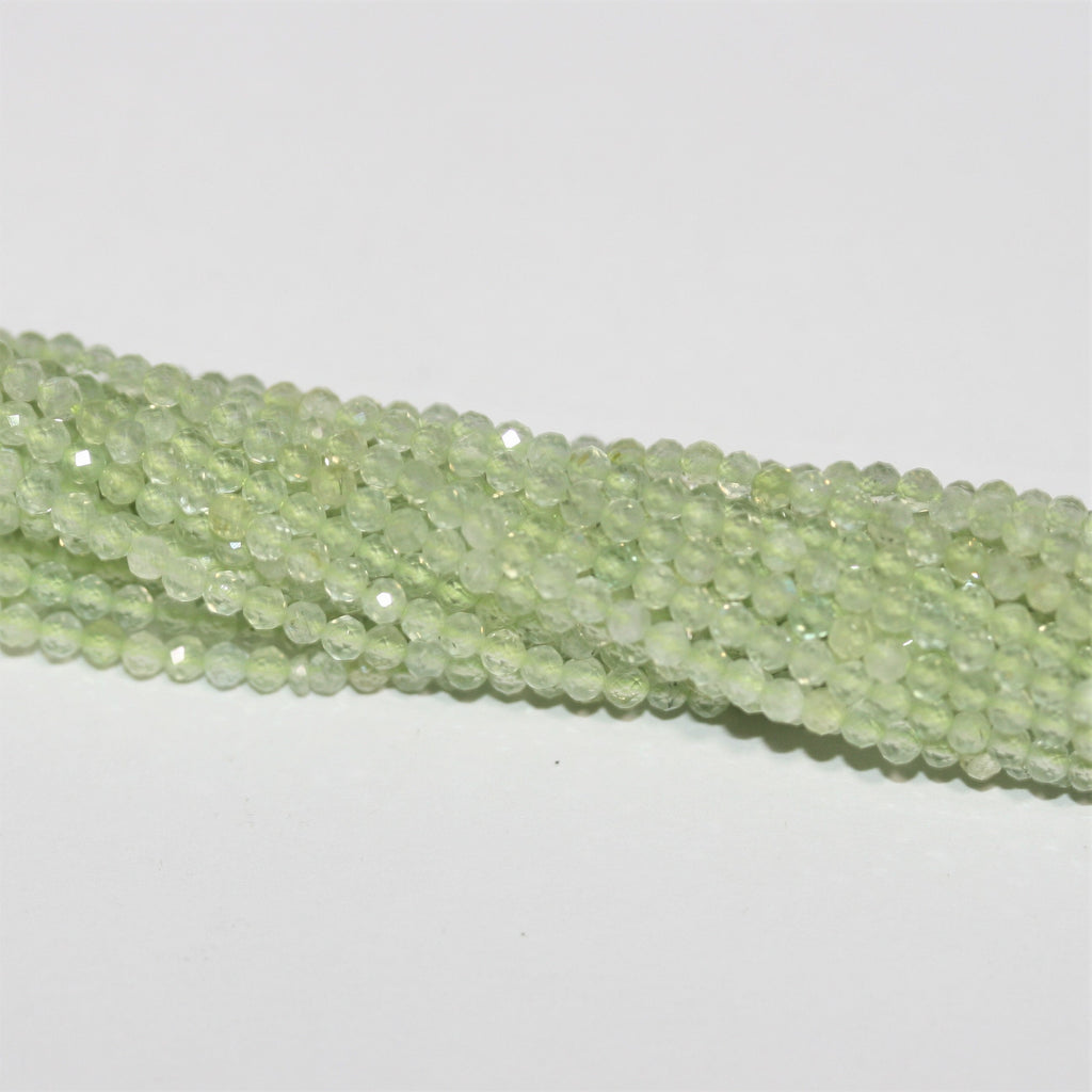 13" St Prehnite Faceted Round Beads 2.5mm.- Strand 34cm.