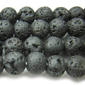 Cuentas redondas de lava volcánica de 16" (6 mm) - Hilo de 40 cm