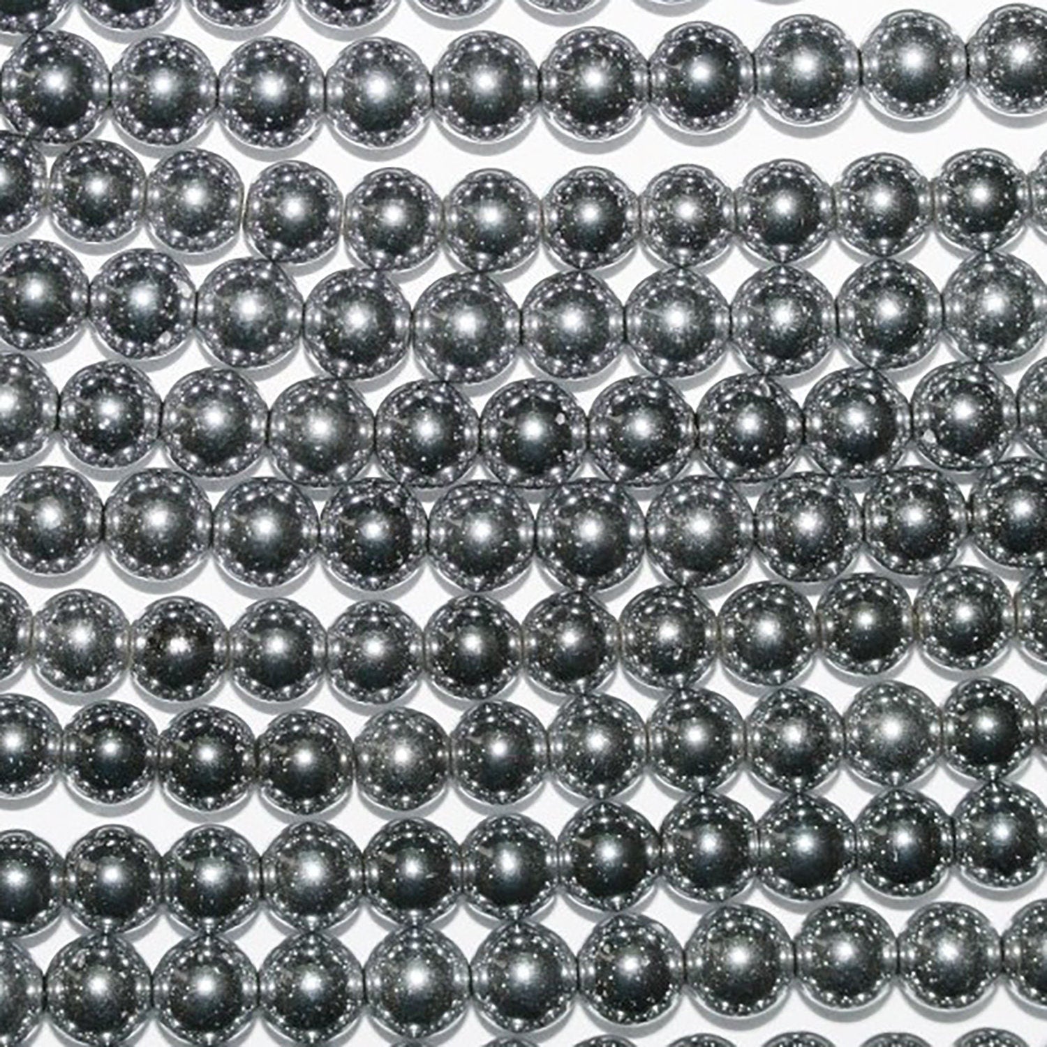 Cuentas redondas lisas de hematita plateada de 16" (v St), 4 mm (tira de 40 cm)