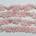 Perles en forme de goutte à facettes en opale rose St de 8 pouces, 6 mm environ - Longueur du fil : 20 cm.