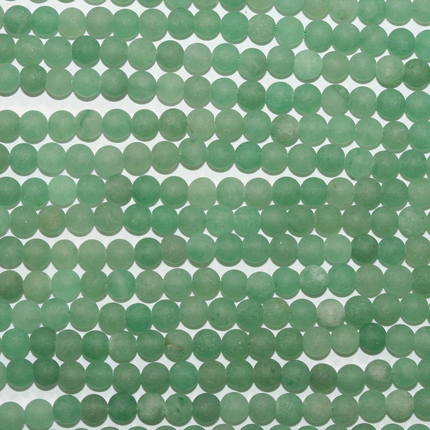 Cuentas redondas lisas de aventurina santa de 16" con acabado mate de 4,5-5 mm - Hilo de 40 cm.