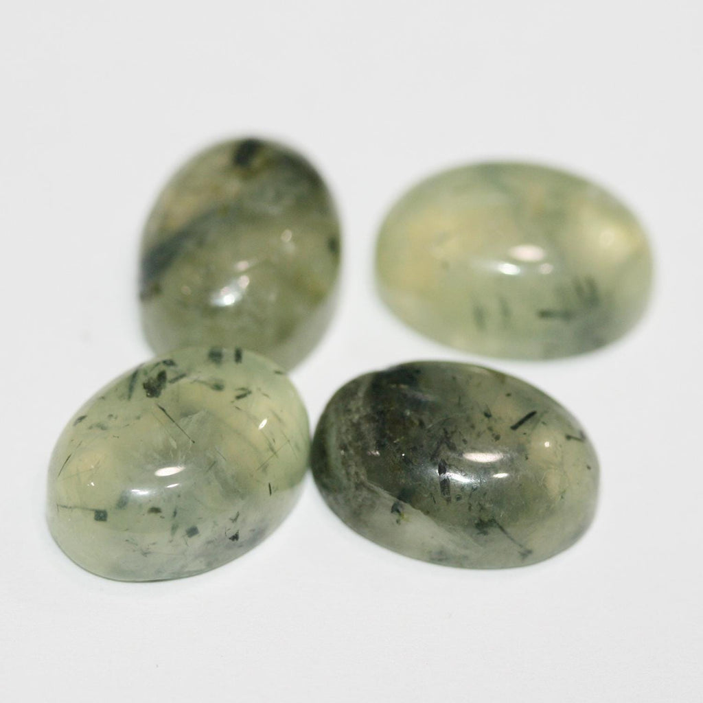 Lote de 4 cabujones ovalados de prehnita de 18 x 13 mm (4 unidades)