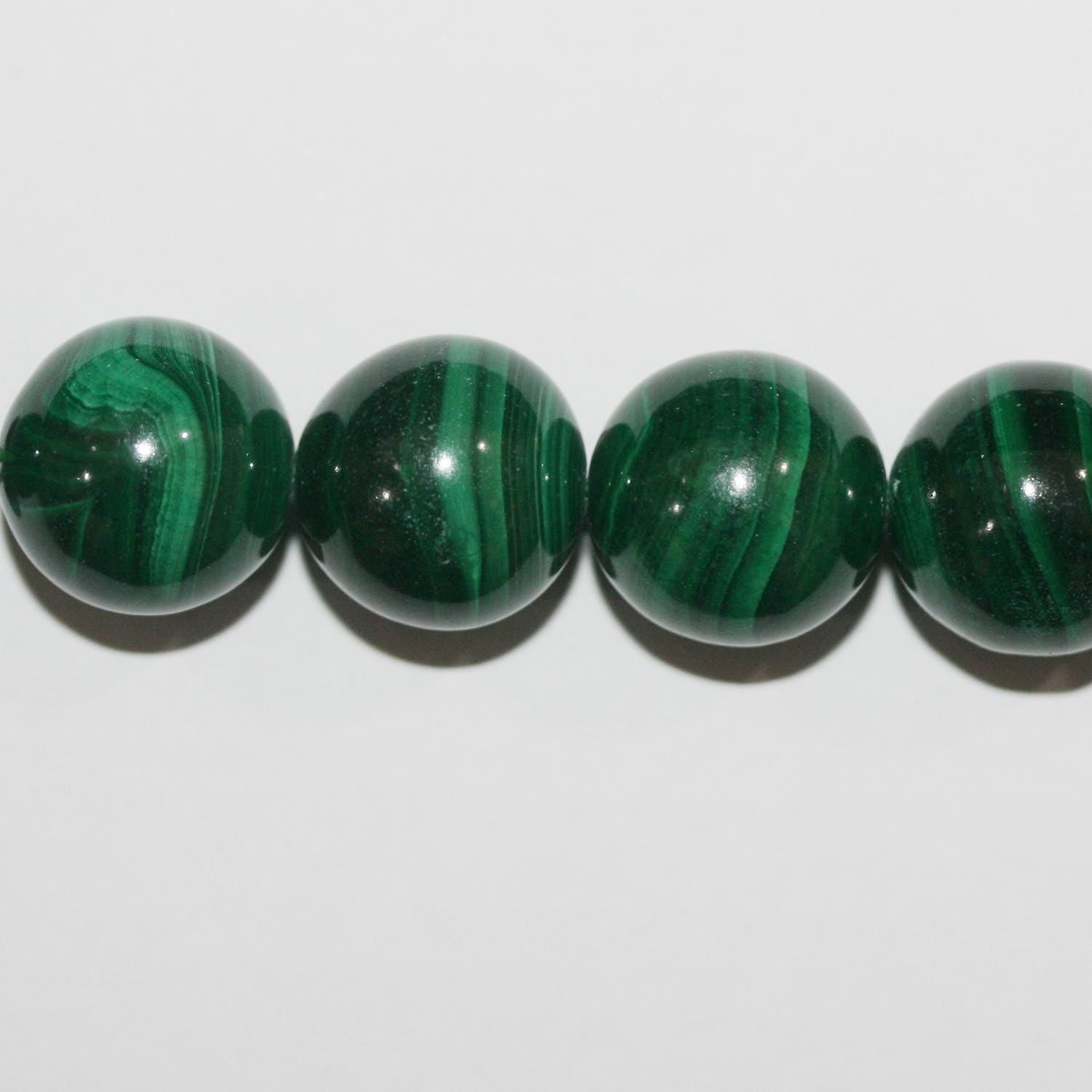 Perles rondes lisses en malachite St 15" 18 mm.-Rig 39 cm.